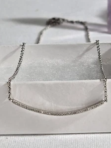 DLC 925 Sterling Silver Necklace Small Diamonds Row Band 18 Inch Women Diamond - Bild 1 von 24