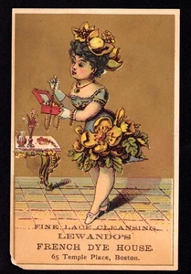 1880s Victorian Trade Card Lewando's French Dye House Lace Cleaning Boston MA - Picture 1 of 2