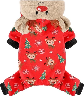 FURRYMONG/YIKEYO Dog Christmas Pajamas Fleece Dog Christmas Sweater, Dog Clothes Reindeer