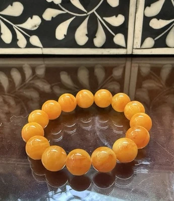 Brazalete elástico genuino Báltico 11 mm redondo 7 1/2" cuentas ámbar - impresionante color $45 Foto 1 de 4