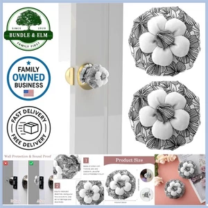 2 Pezzi Copri Pomello Porta Cotone Decorazione Floreale Protezioni Parete Riutilizzabile Lavabile - Foto 1 di 9