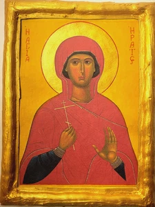 Saint Rais Herais Irais Iraida Rare Catholic & Eastern Orthodox Wood Plaque Icon - Picture 1 of 7