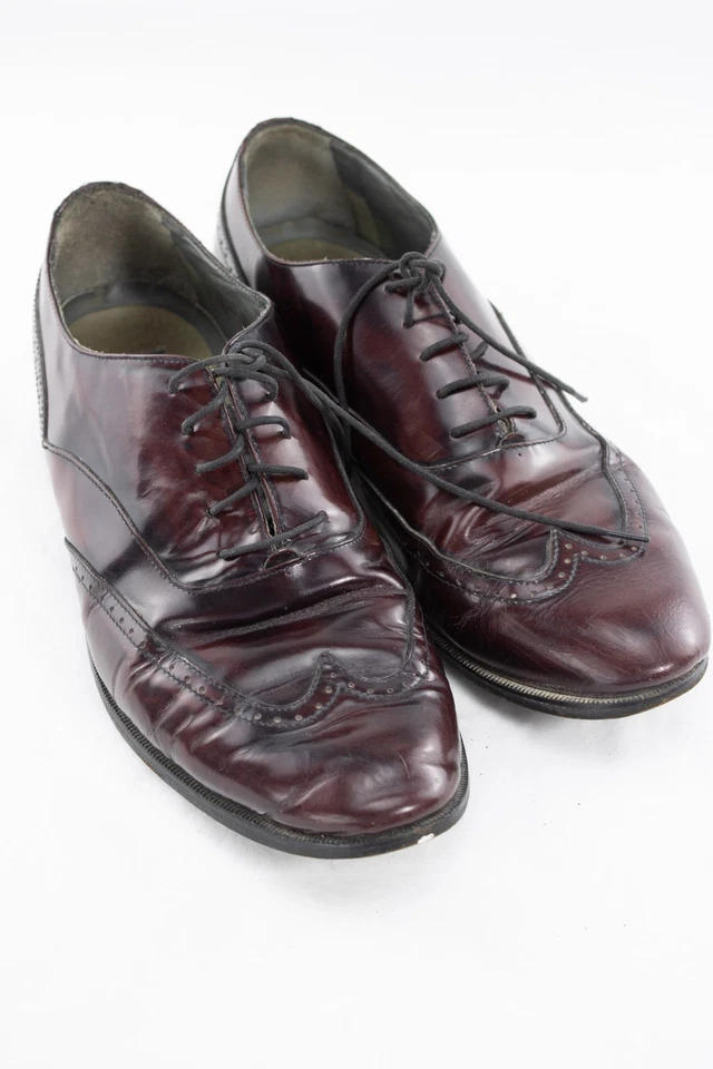 🌾 Vintage Thom McAn Burgundy Leather Oxford Wingtips | Men’s 9.5M | Rustic Form - Image 1 of 4