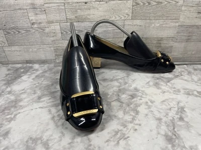 Jimmy Choo Kitten Heels Women 8.5M Shoes Black Gold Patent Slip On Comfort Pumps - Image 1 of 4