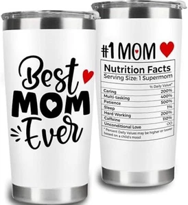 Best Mom Ever Gifts Tumbler for Women Nutrition Facts Tumbler 20 oz, Mom Coffee - Picture 1 of 6