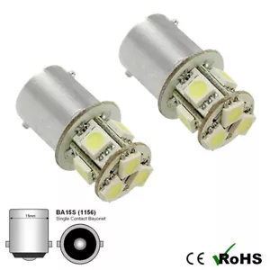 2 x COOL WHITE POSITIVE EARTH / GROUND GLB207 BA15S 5W LED BULBS 15MM BAYONET - Picture 1 of 2