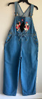 Vintage WATCH LA blue jean bib overalls size Large Patchwork