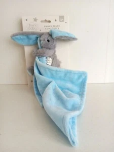 NEW TJM HOME BARGAINS GREY RABBIT BUNNY BLUE COMFORTER BLANKET DOU DOU SOFT TOY - Picture 1 of 2