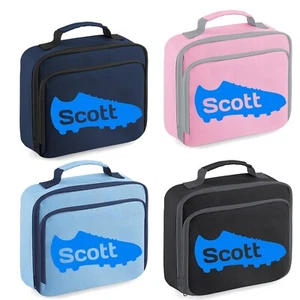 Personalised Kids Lunch Bag School & Football Boot Insulated Packed Lunch Box - Picture 1 of 19
