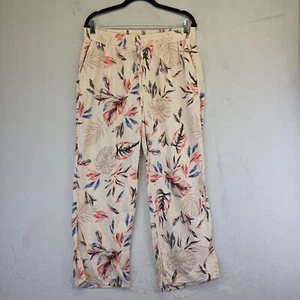 Briggs Pants Women L Pink Wide Leg High Rise Linen Resort Tropical Beach Leisure - Picture 1 of 11