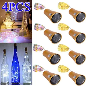 4X Solar Bottle Cork Glowing Fairy Lights LED Bottle Light Night Lamp Xmas Party - Picture 1 of 40