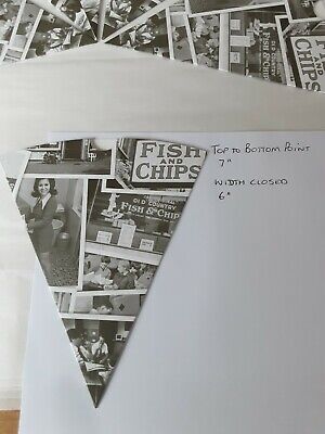 Newsprint Chip Cones, Retro Design, Takeaway, Fish And Chips, Party Free P&p • 5.45£