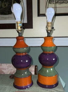 MCM Italienische Mid Century Modern Keramik Tischlampen - ein Paar Italy Color Blocked - Bild 1 von 7