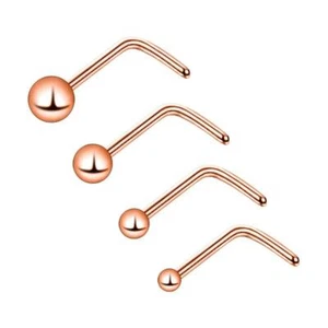 4Pcs/set Tiny Ball Nose L-Shape Studs Rings Surgical Steel Nostril Piercing 20G - Picture 1 of 10