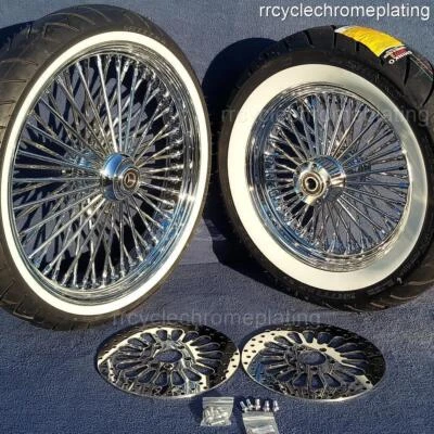DNA Mammoth 52 Spoke Chrome Wheels 2 Rotors Tires Harley 08-23 Heritage Deluxe - Image 1 of 4