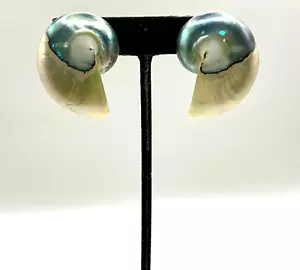 Orecchini CP96 Vintage Nautilus Shell Clip Iridescente - Foto 1 di 7