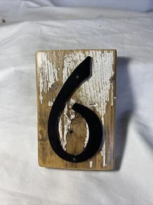 Rustic Reclaimed Wood House Number with Black Aluminum Number 6 or 9/ 5" x 31/4 - Picture 1 of 2
