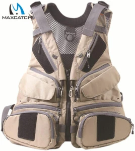 Maxcatch Fly Fishing Vest Pack Multi-pocket Adjustable Mesh Vest Jacket Outdoor - Picture 1 of 9