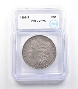 1892-S Morgan Silver Dollar VF25 ICG *2412 - Picture 1 of 3