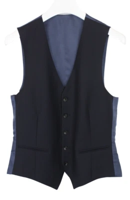 Suitsupply Ferrara Vest Men UK 38L Buttoned Wool Blue Vest - Image 1 of 4