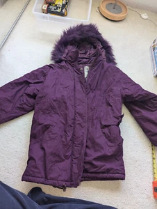 PA Original outdoor clothing purple winter coat jacket fur hood ski show cold m - Picture 1 of 5