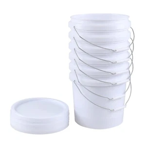 Kekow 6-Pack 4 Gallon Plastic Bucket Heavy Duty White Paint Pail Storage Buckets - Picture 1 of 12