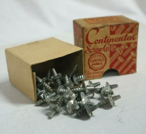 Continental Screw Company Vtg Box Grip Rite Shu Spikes Holtite Phillips Qty 28 Cover