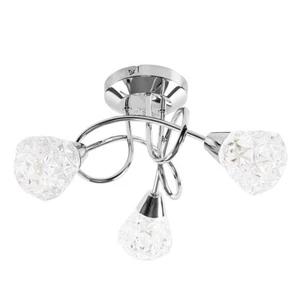 3 Way Ceiling Light Fitting Chrome Crossover Flush Lights Crystal Living Room - Picture 1 of 8