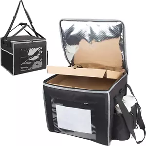 Insulated Food Delivery Bag with Cup Holder, Fit 14'' Pizza Foldable Heavy Duty - Picture 1 of 7