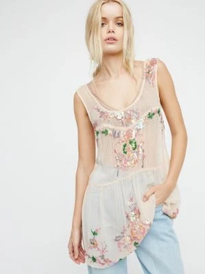 Free People Private Dancer Sheer Beaded Slip-XS - Image 1 of 3