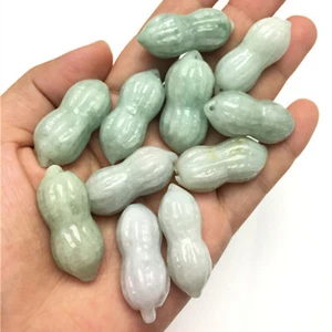 10PCS Natural Grade A Jade Jadeite Lucky Gift Men Women Carved Peanut Pendant - Picture 1 of 7