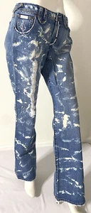 Pantalones de mezclilla bordados azul lavado BABY PHAT para mujer talla 7 con logotipo bajo - Imagen 1 de 11
