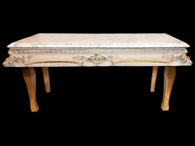 "Mesa consola pequeña 32"" estilo francés Luis XV Italia mármol mediados de siglo pequeña" Foto 1 de 4