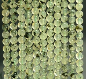Piedra preciosa prehnita verde 6 mm talla A redonda 7,5 pulgadas (80007375 H-A258) - Imagen 1 de 4