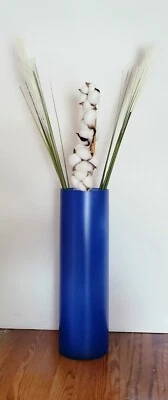 Tall Cobalt Blue Vase 16 inch/Blue Glass Vase Hand Painted  - Image 1 of 4
