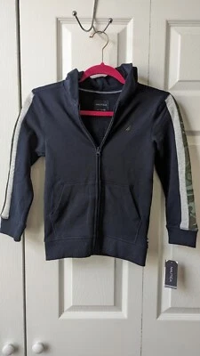 Nautica Boys Fleece Zip Up Hoodie NWT Navy Blue Size XL (7) Jacket - Image 1 of 4