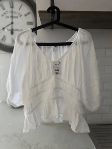 Brand New - White Cotton Ruched Peplum Shirt - Size 18 - Picture 1 of 2