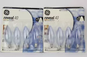 8 count GE Reveal 40W Decorative Candelabra Base Light Bulbs, 2 packs of 4 - Picture 1 of 9