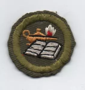 Reading Merit Badge, Type E Khaki Narrow Crimped (1947-60), Used - Picture 1 of 1