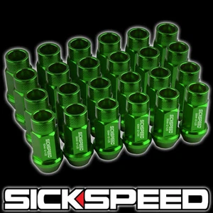 24 GREEN 50MM ALUMINUM EXTENDED TUNER LUG NUTS LUGS FOR WHEELS/RIMS M12X1.25 - Picture 1 of 1