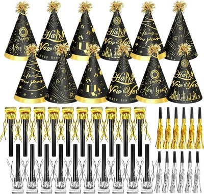 44 Pcs 2026 New Year's Eve Party Supplies Including Happy New Year Hats Glasses  - Image 1 of 4