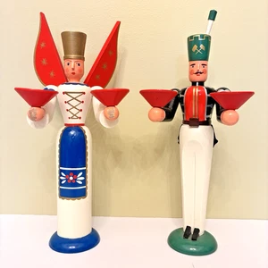 Candelabro Erzgebirge Angel Miner Engel Bergmann hecho a mano de colección madera Alemania - Imagen 1 de 12