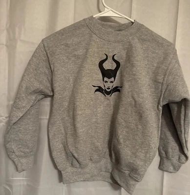 定制 Maleficent 圆领卫衣青年中号 10/12 Gildan 灰色 Villain — 第 1/4 张图片