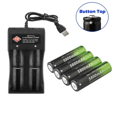 4pcs Batteries 3.7V Rechargeable Battery & Charger for Flashlight Torch - Image 1 of 4