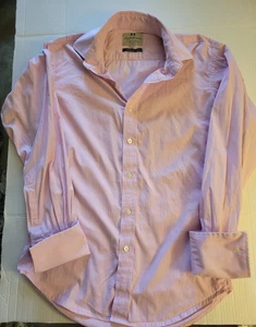 Harvie & Hudson Jermyn St. Camisa ajustada manga larga puño francés rayas rosa 15,5 M - Imagen 1 de 8