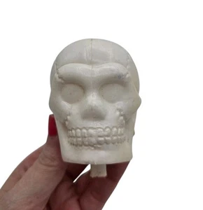 Molde soplado vintage blanco esqueleto cabeza calavera decoración Halloween 2,5" varita superior - Imagen 1 de 6