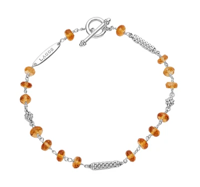 Novo LAGOS Caviar Icon Prata Esterlina e CITRINO Pulseira de Contas 7/M - Imagem 1 de 4