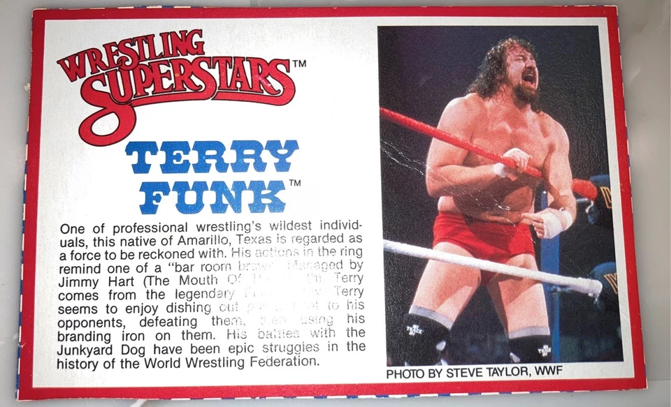 ACTION FIGURE CARD Terry Funk (1986 Series 3) LJN WWF WWE (3X5) #2 - Image 1 of 1