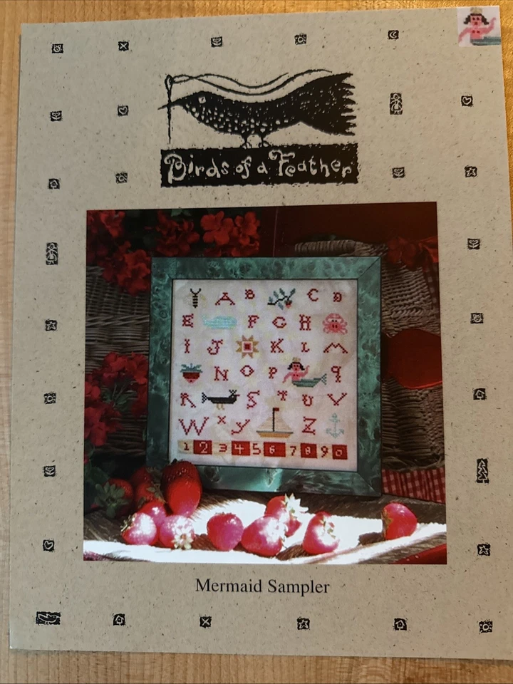 New Original Birds of a Feather 'Mermaid Sampler' Cross Stitch Chart - Image 1 of 4