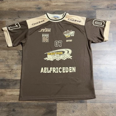 Aelfric Eden Jersey Mens L Large Brown Beige Short Sleeve Crew Neck #7 Racing - Image 1 of 4